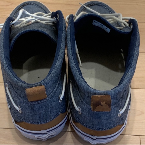 Vans Mid Boat Shoes Denim Blue Canvas Twill - Picture 6 of 10